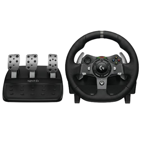 Logitech G920 Driving Force Racing Wheel and Floor Pedals, Real Force Feedback, Stainless Steel Paddle Shifters, Leather Steering Wheel Cover for Xbox Series X|S, Xbox One, PC, Mac - Black